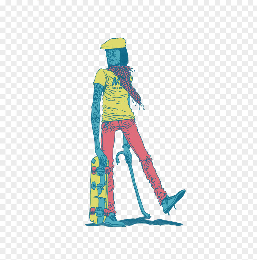 Hat Blue Skateboard Man Skateboarding Crime Skatepark Illustration PNG