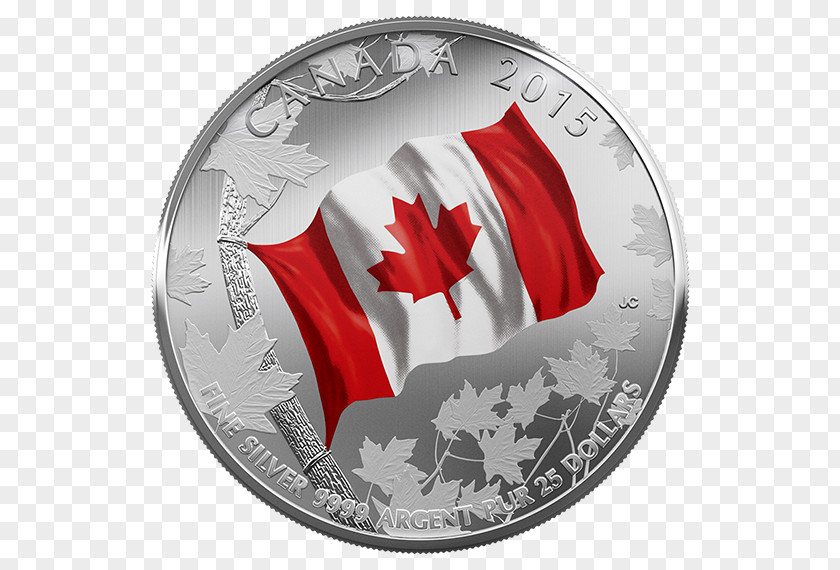 Painted Flag Of Canada Coin Canadian Dollar Royal Mint PNG