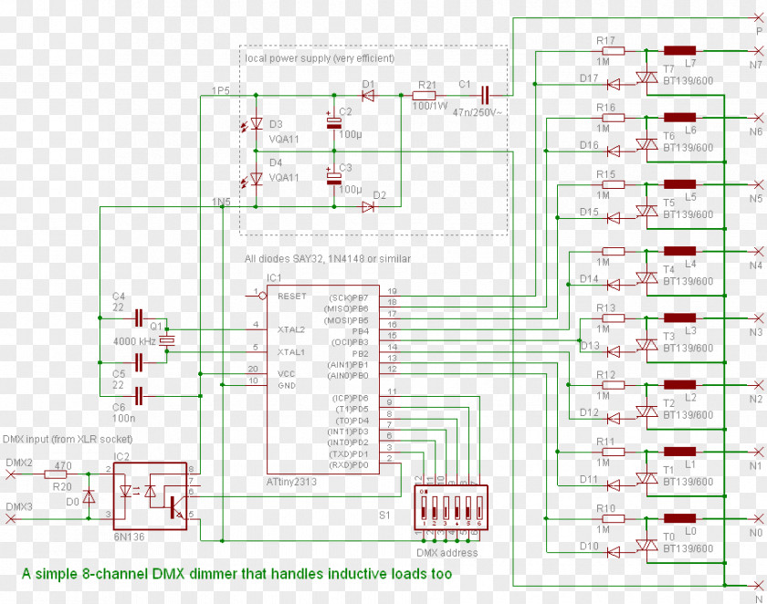 Dimmer DMX512 Circuit Diagram TRIAC PNG