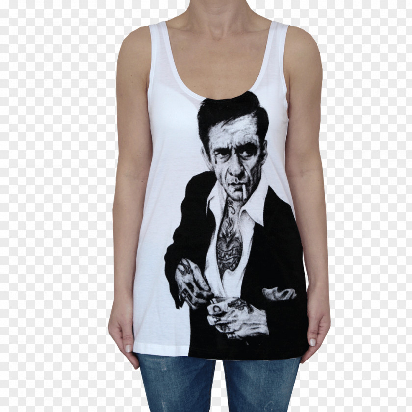 Johnny Cash T-shirt Sleeveless Shirt Gilets Unisex PNG
