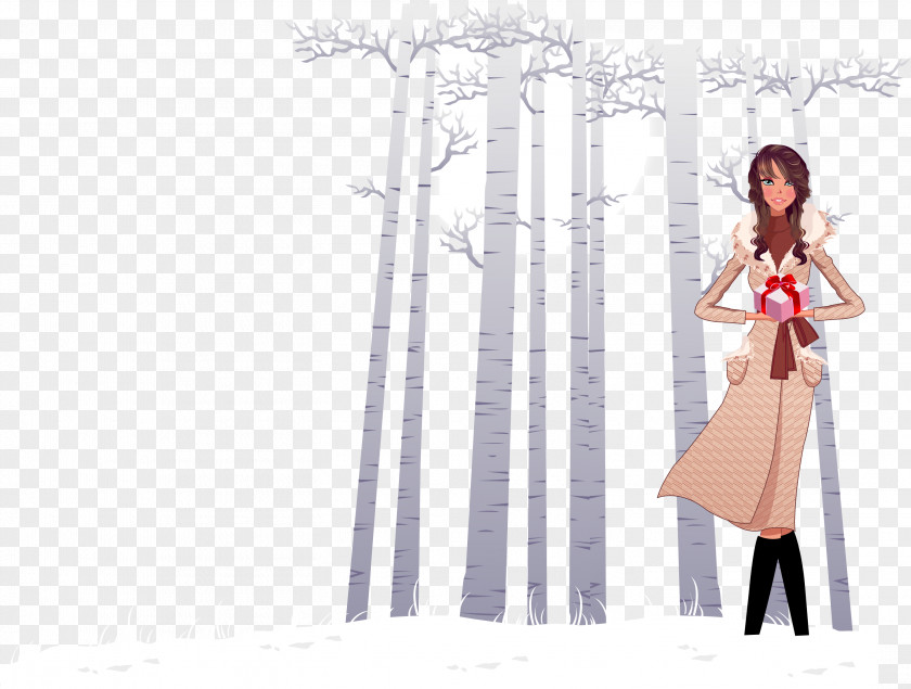 Shulin District Illustration PNG Illustration, Edge of the woods to get gift girl material clipart PNG