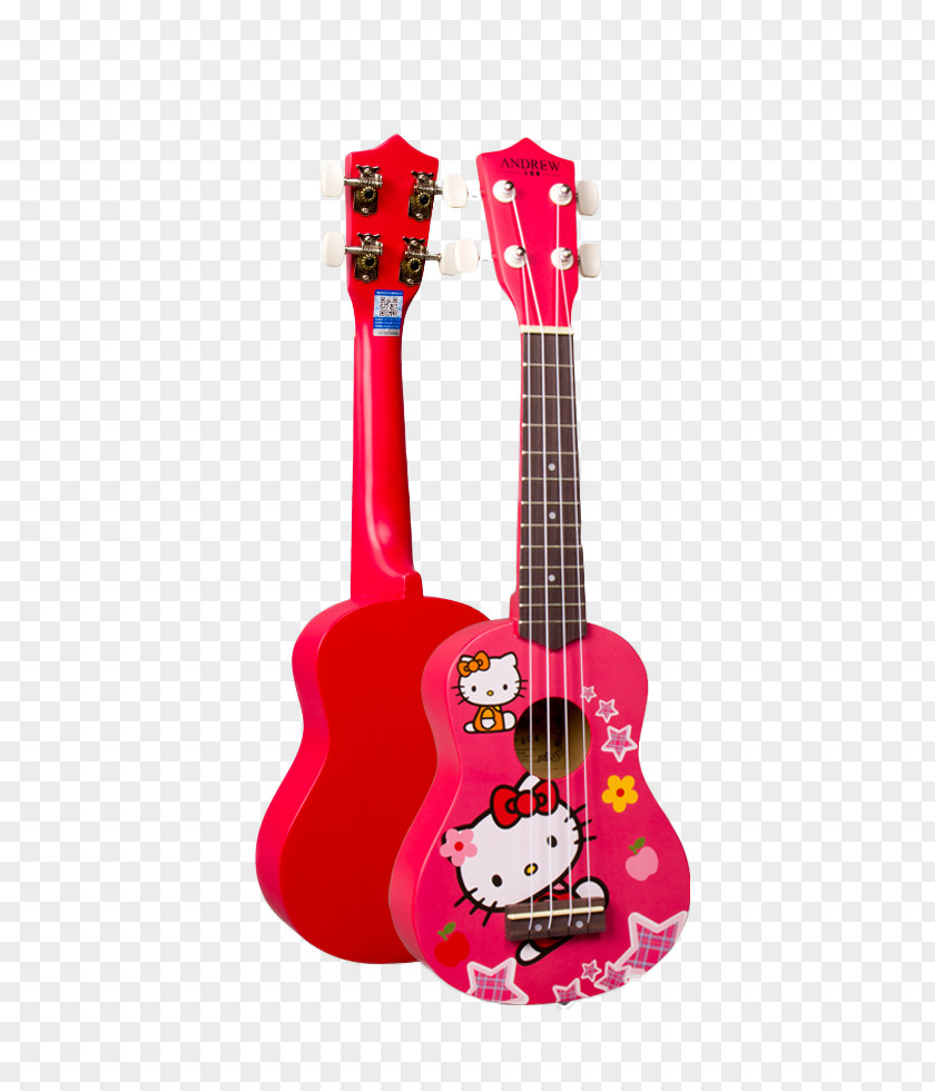 Hello Kitty Guitar Red Ukulele Electric Musical Instrument PNG