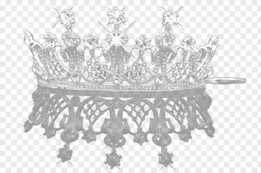 Diamond Crown Headpiece Black And White PNG