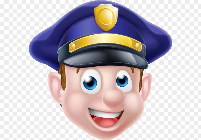 Laughing Police Hat Officer Cartoon Illustration PNG