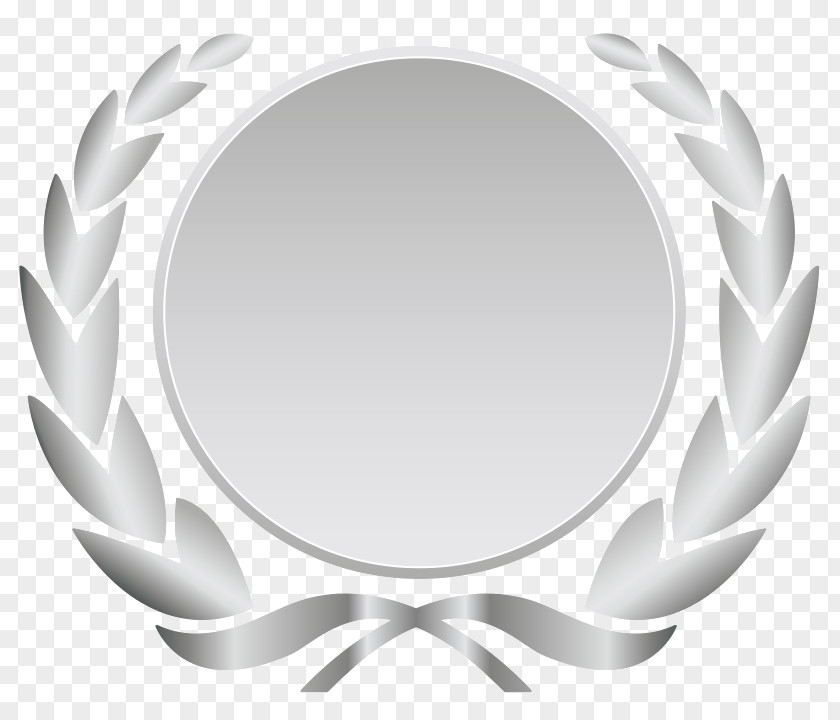 Baner Laurel Wreath Silver Wall Decal Bronze Ribbon PNG