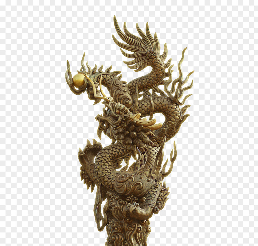 Chinese Wind Dragon Mascot Stone Sculpture Relief Carving PNG
