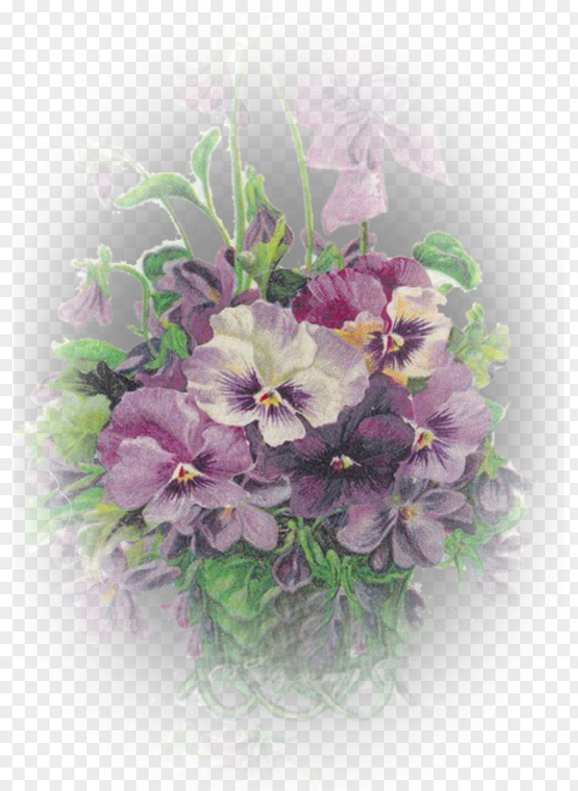 Violet Floral Design Cut Flowers Pansy PNG