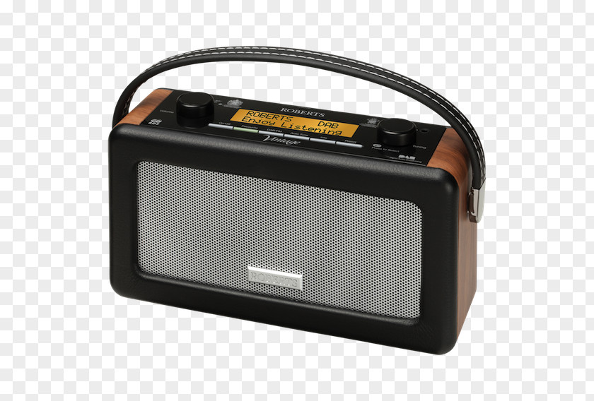 Radio Digital Audio Broadcasting Roberts DAB+ Table Top Vintage AUX Battery Charger Wood PNG