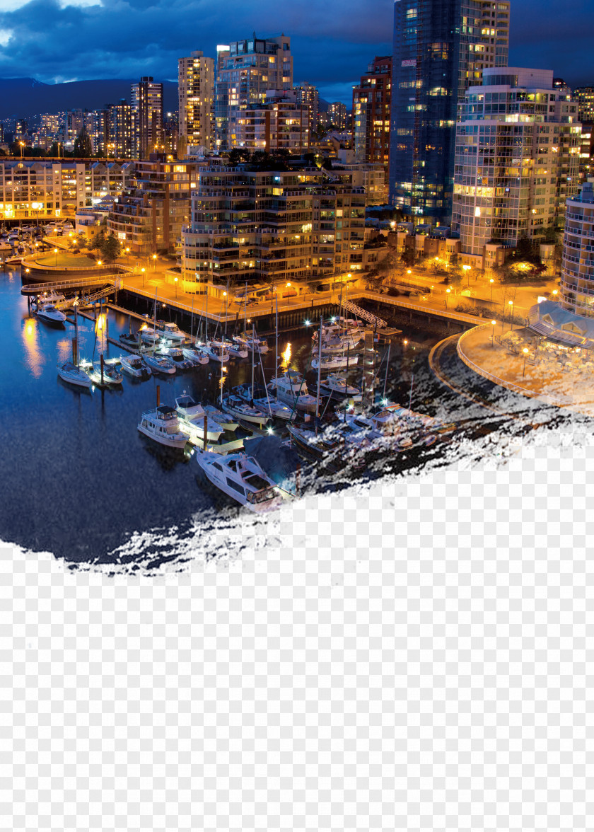 Canada Night Picture Material Downtown Vancouver International Airport Harbour Air Wallpaper PNG