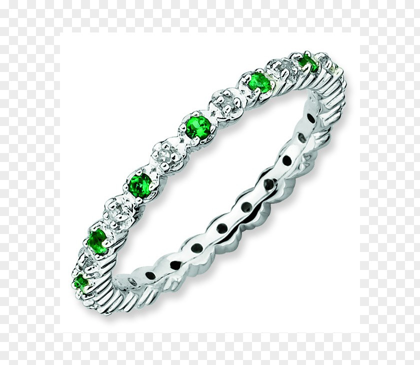 Emerald Eternity Ring Diamond Birthstone PNG