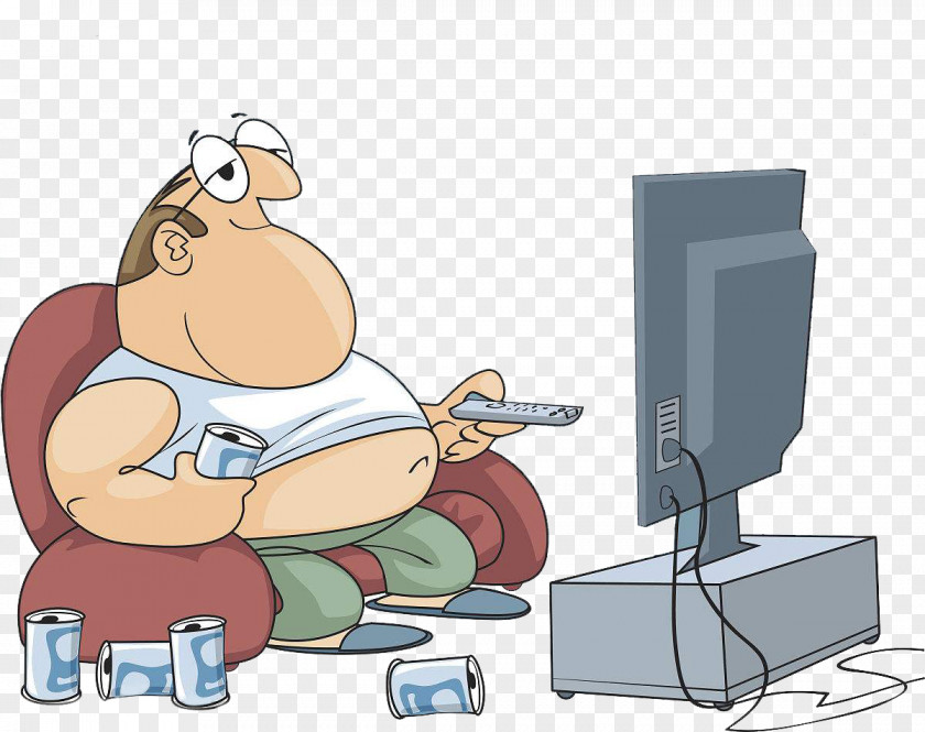 Fat Men Watch TV Cartoon Television Clip Art PNG