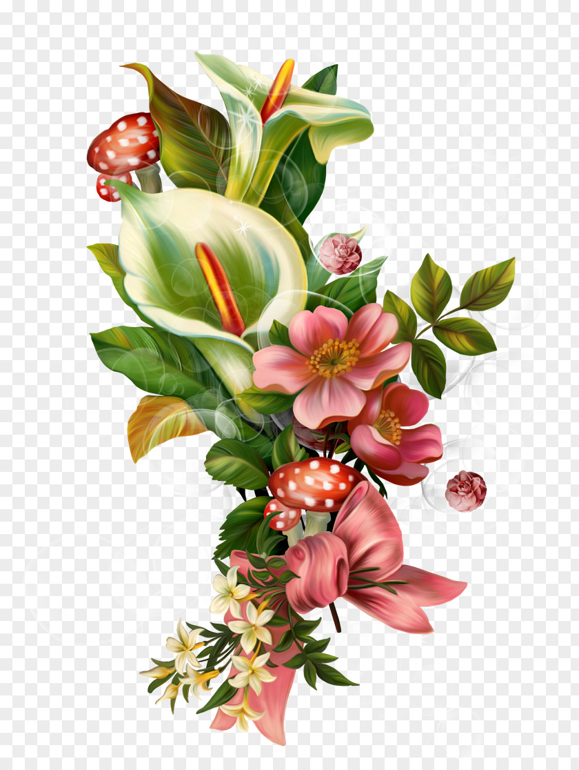 Flower Bouquet Decoupage Painting Image PNG