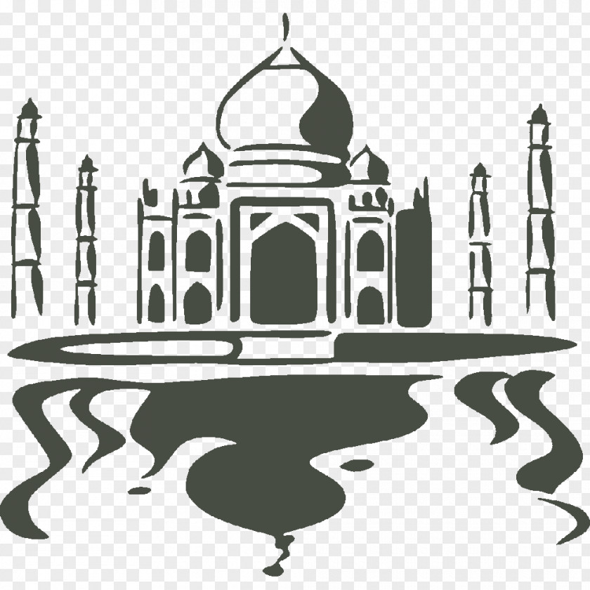 Taj Mahal Drawing Black Clip Art Landmark Architecture PNG