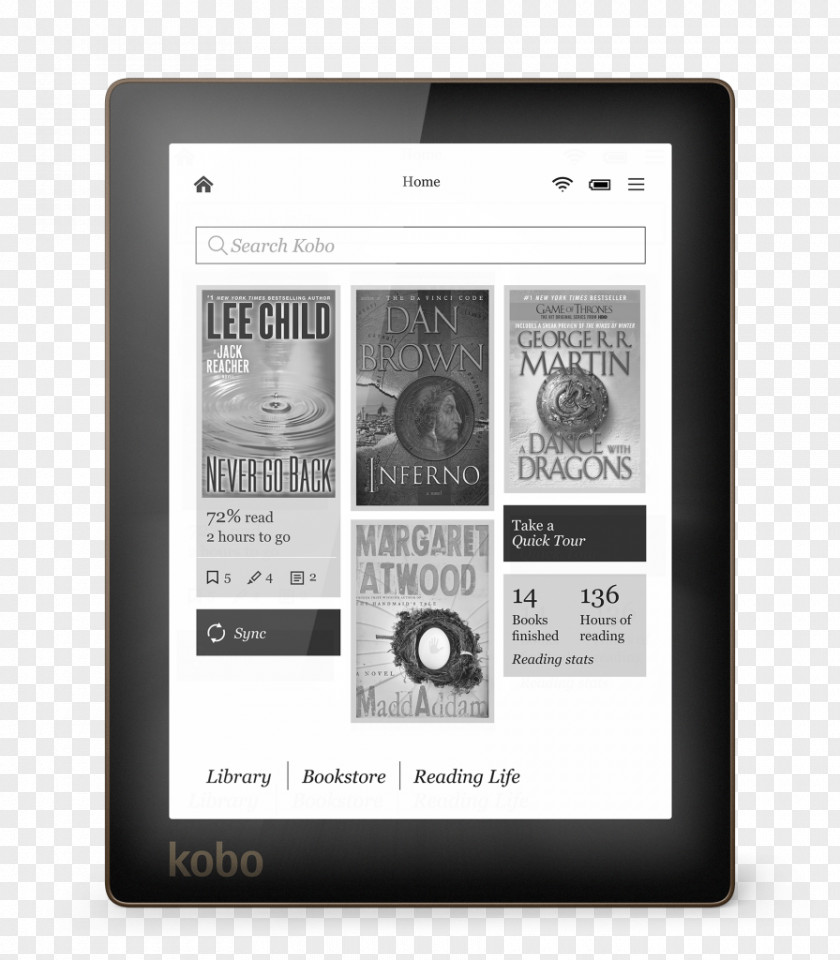 E-ink Tablet Kobo Aura HD Glo Amazon.com Sony Reader PNG