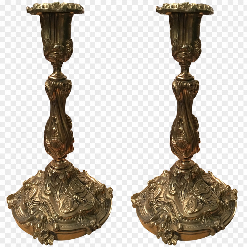 Rococo Candlestick Style Bronze PNG