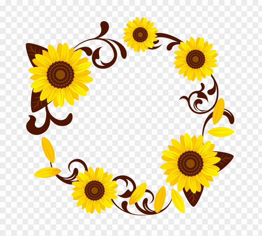 Sunflower Garland Wedding Invitation Paper Convite Illustration PNG