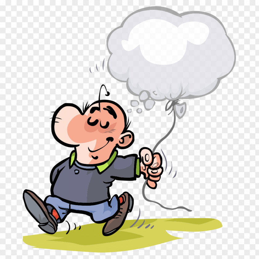 Vector Man Holding Clouds Cartoon Comics Illustration PNG