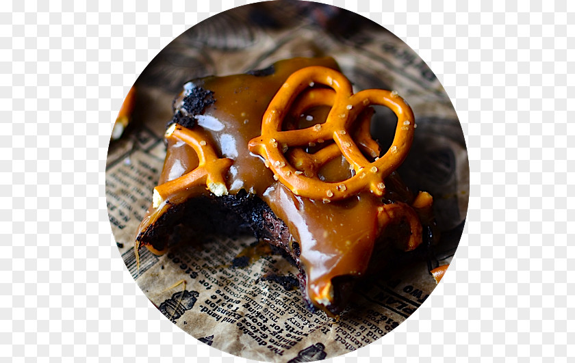 Chocolate Brownie Caramel Pretzel Recipe PNG