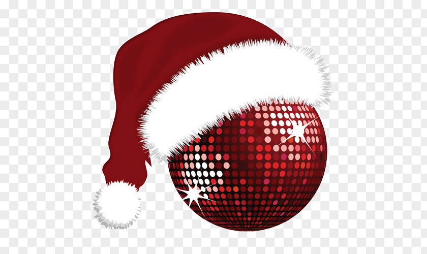 Disco Ball Wearing Christmas Hats Santa Claus 1970s PNG