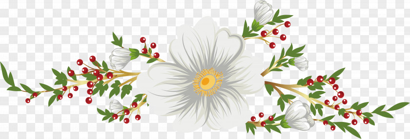 Small Fresh White Flower Decoration Title Box Computer File PNG