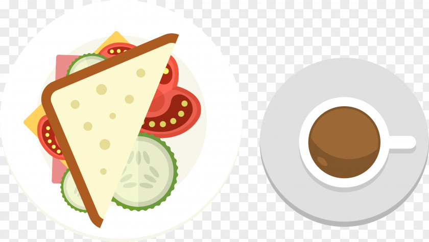 Vector Western-style Breakfast Coffee Sandwich Omelette Sausage PNG