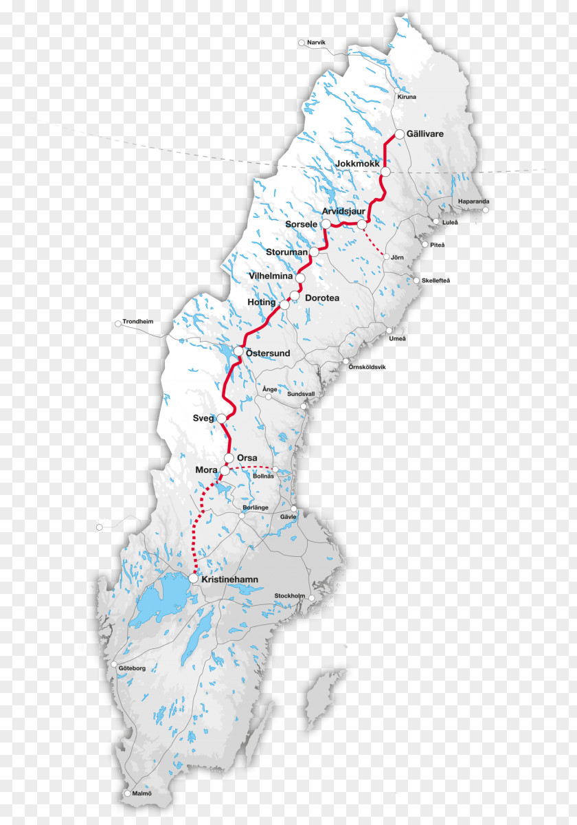 Map Inland Line Rail Transport In Sweden Inlandsbanan AB PNG