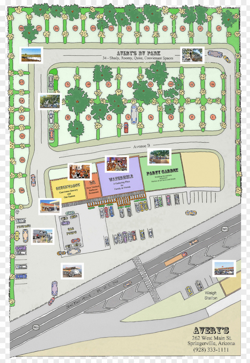 Road Map Infography Aerial View Avery's RV Park Caravan Plan PNG