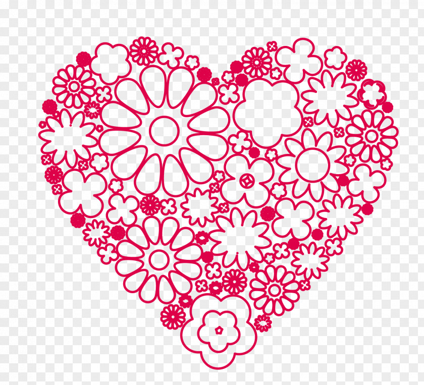 Vector Hand-painted Small Flowers Grouped Into Hearts Marriage PNG