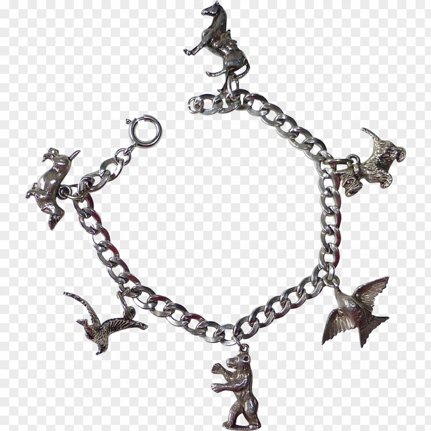 Silver Charm Bracelet Bejeweled Sterling PNG