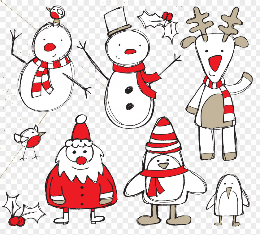 Christmas Snowman Santa Claus Reindeer Clip Art PNG
