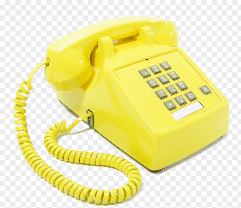 Push-button Telephone Rotary Dial Yellow Telephony PNG