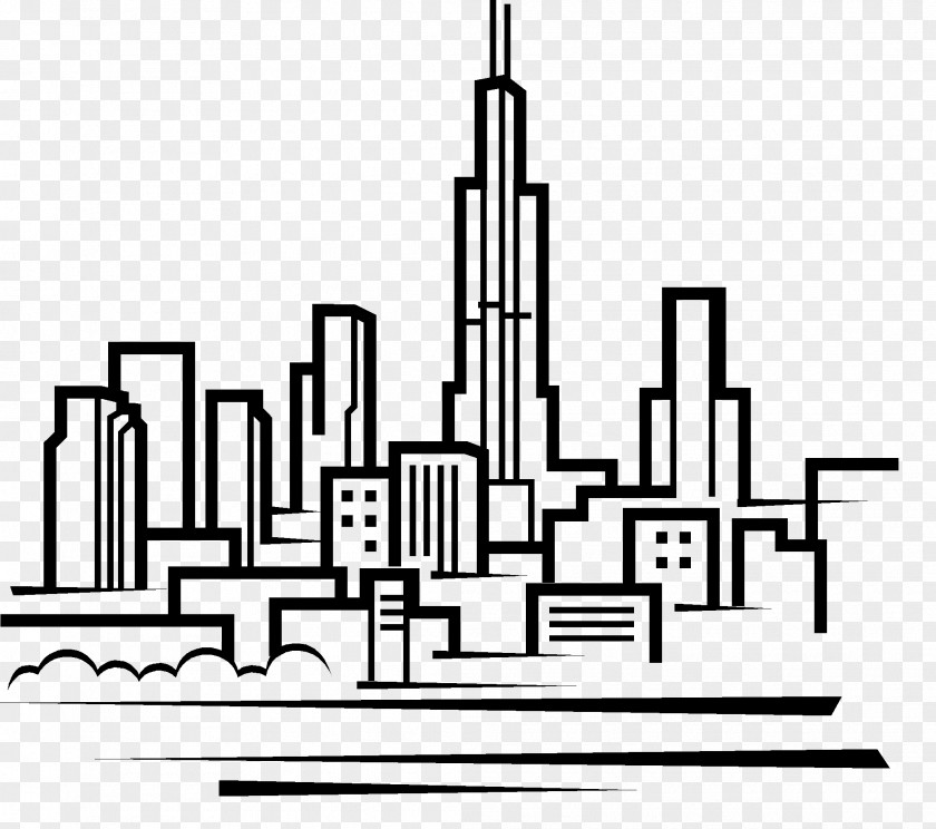 City Chicago Skyline Drawing Clip Art PNG
