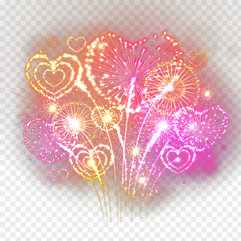 Beautiful Fireworks Heart PNG