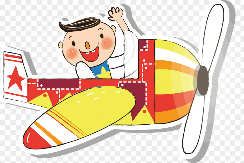 Fly Boy Vector Airplane Cartoon Illustration PNG