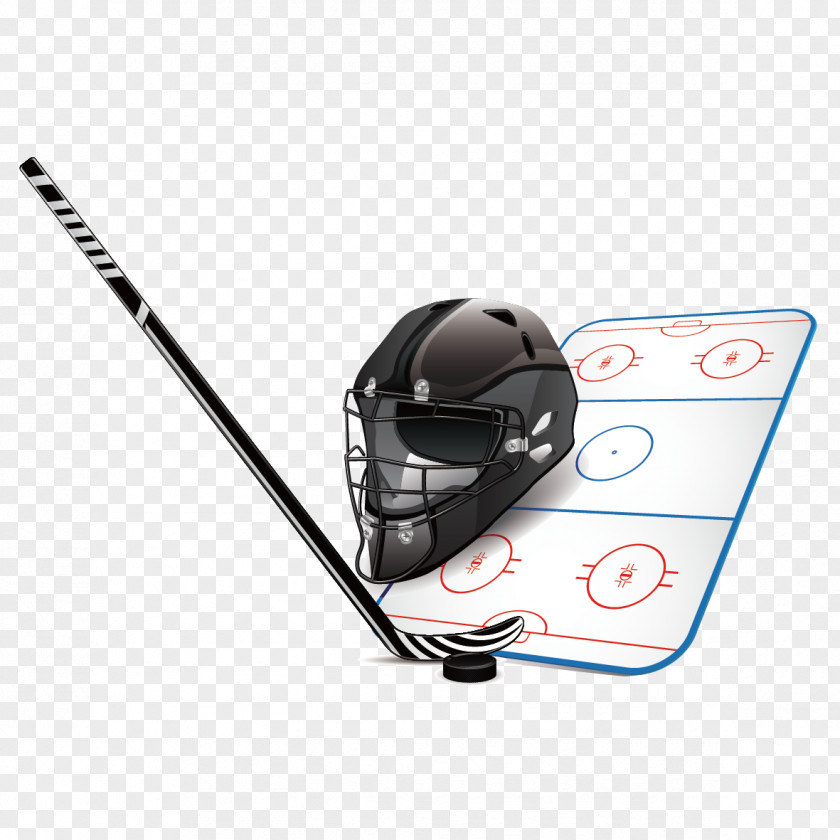 Golf Caps And Club Hockey Stick Ice Puck Field PNG