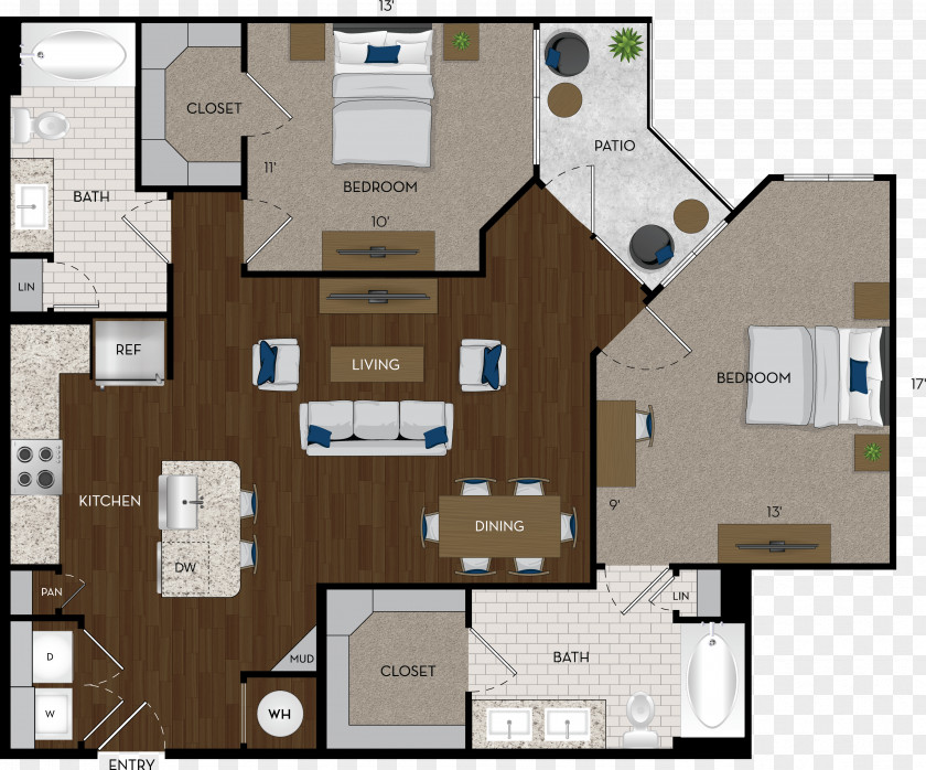 Home Alexan Southside Place Apartments Floor Plan Houston Bedroom PNG