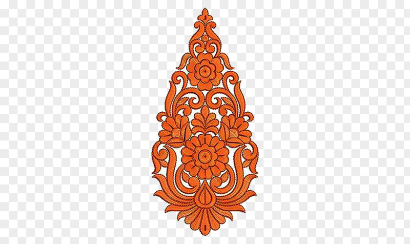 Orange Pattern Embroidery Download Embroidered Patch PNG