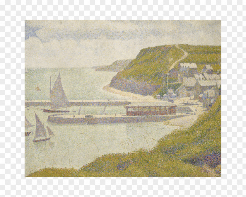 Painting Port-en-Bessin-Huppain Harbour At Port-en-Bessin High Tide Musée D'Orsay Port-en-Bessin, Entrance To The Harbor Seascape Normandy PNG