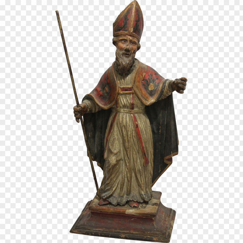Wood Bronze Sculpture Figurine Baroque Carving Polychrome PNG