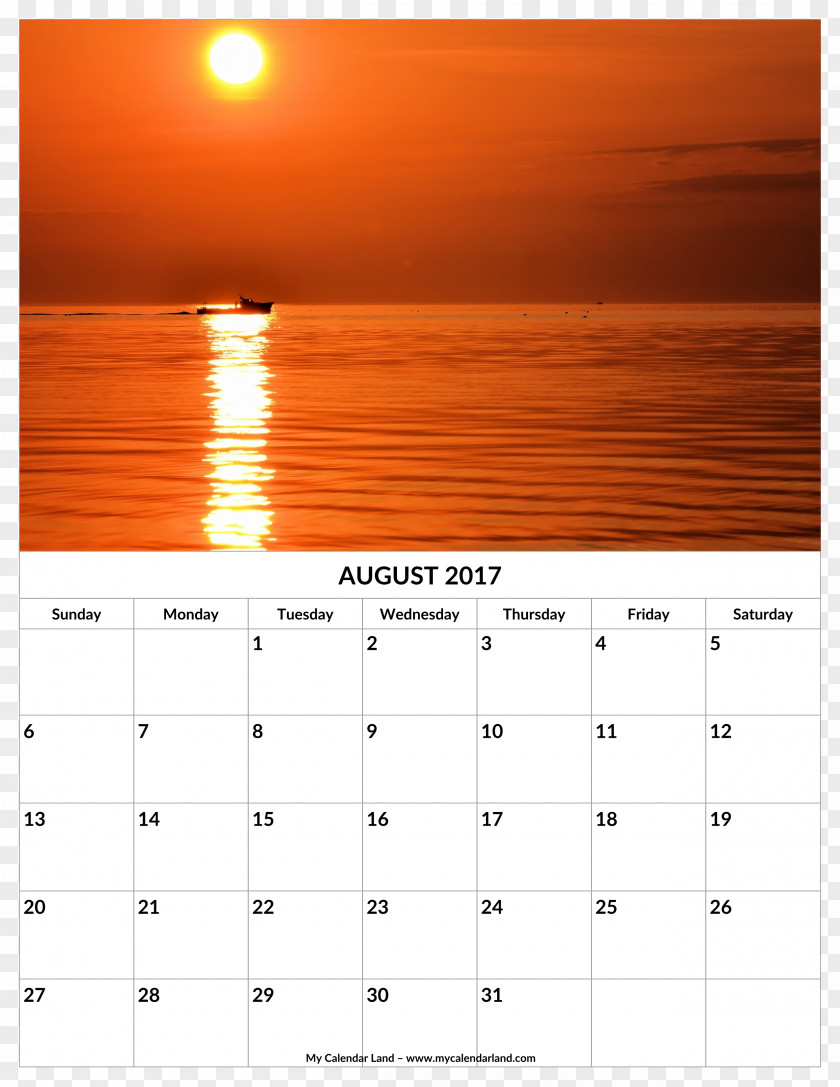 August Calendar 0 July New Year PNG