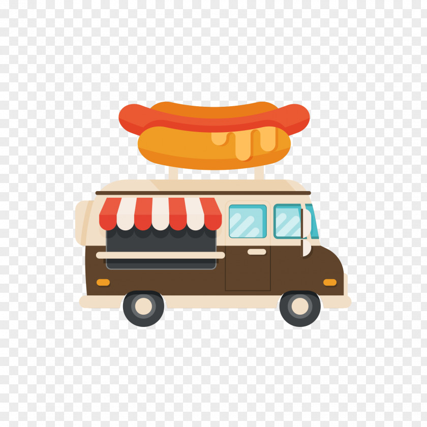 Brown Hot Dog Dining Car Hamburger Fast Food Truck PNG