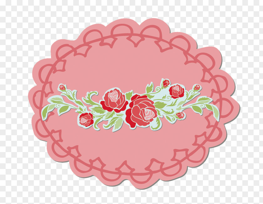 Vintage Red Lace Label Material Picture PNG