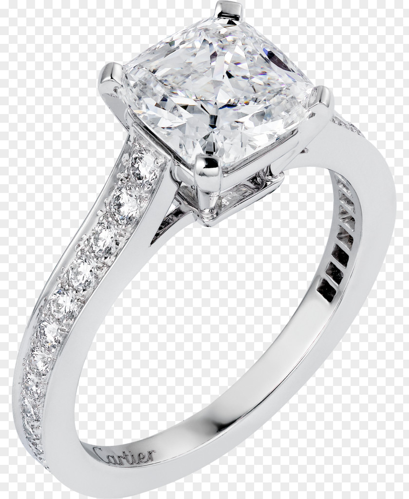 Solitaires Princess Cut Engagement Ring Diamond PNG