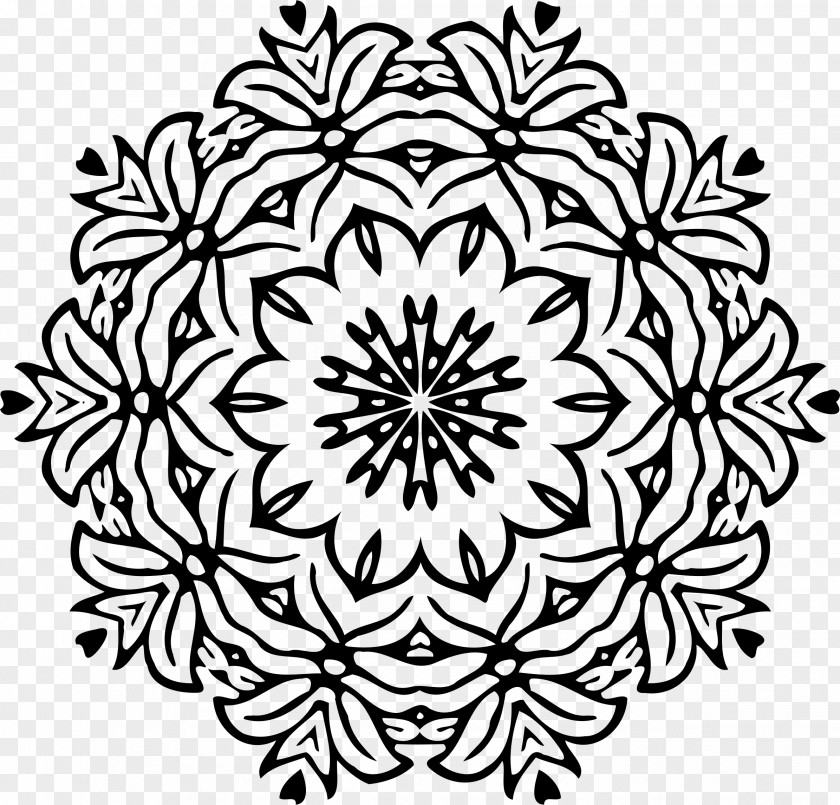 Flower Ornament Monochrome PNG