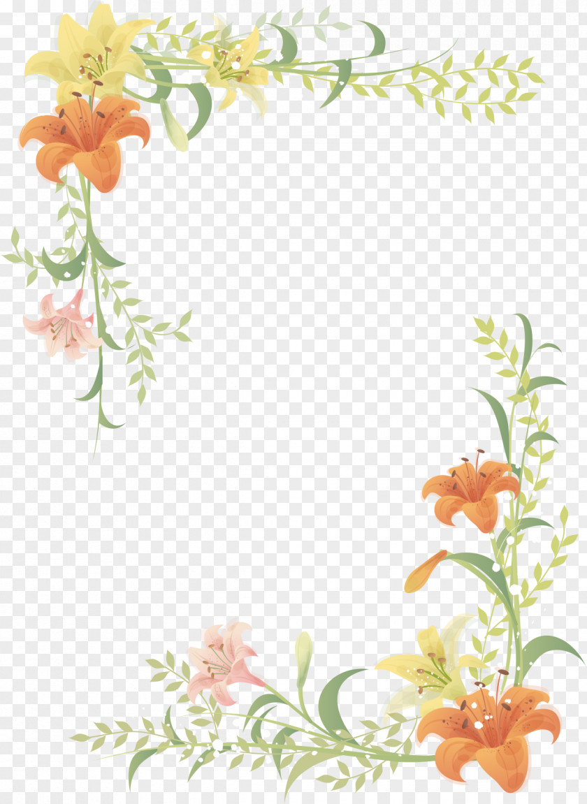 Hand-painted Flowers Border Floral Design Flower Picture Frame PNG