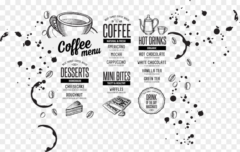 Vector Dining Menu Coffee Hamburger Tea Cafe PNG