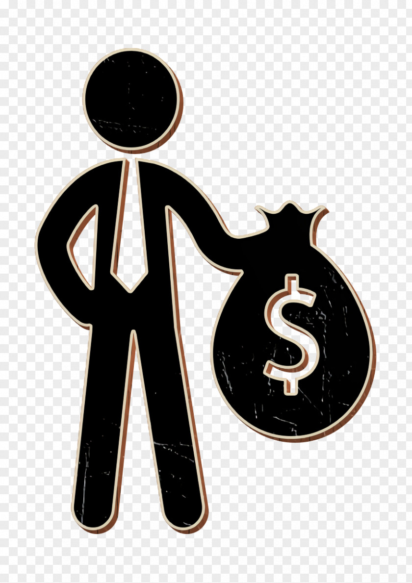 Business People Icon Businessman Standing Holding Dollars Money Bag PNG