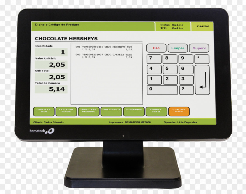 Pos Terminal Resistive Touchscreen Computer Monitors Point Of Sale Printer PNG