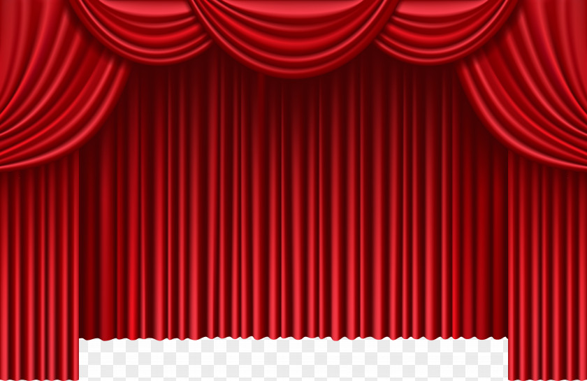Red Curtains Theater Drapes And Stage Window Clip Art PNG