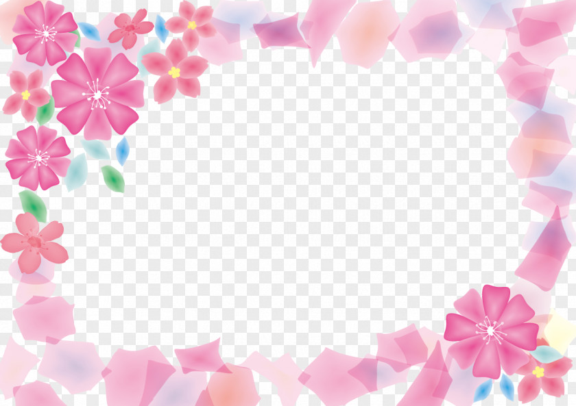 Romantic Pink Frame Border Crane Game Toreba Flowers PNG